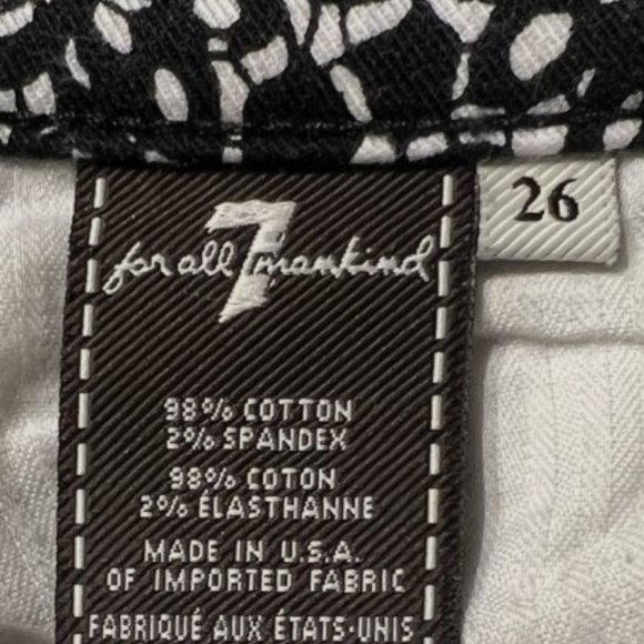 7 For All Mankind black and white pattern denim size 26 - Picture 3 of 5